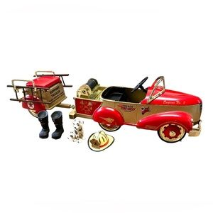 Texaco Oil Gas Collector Fire Truck W Trailer MINI Pedal Car Metal Model FEB